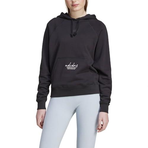 adidas Damska bluza z kapturem GRAFICZNA GRAFICZNA FRANCUSKA TERRY LOOSE HOODIE, XS CZARNA