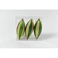 Ozdoby bożonarodzeniowe - Zawieszka na choinkę 13 cm zielono-złota 3 sztuki - miniaturka - grafika 1