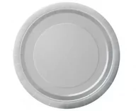 Naczynia i sztućce jednorazowe - Talerzyki papierowe srebrne 23cm 8szt - Godan - miniaturka - grafika 1