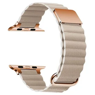 Pasek LUNA A00294 do Apple Watch 3/4/5/6/7/8/9/SE (38/40/41mm) Khaki/Złoty - Akcesoria do smartwatchy - miniaturka - grafika 1