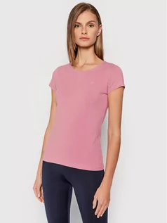 Koszulki i topy damskie - 4F T-Shirt NOSH4-TSD350 Różowy Slim Fit - grafika 1