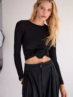Bluzki damskie - LONGSLEEVE ROSIE BLACK - WŁOCHY - miniaturka - grafika 1