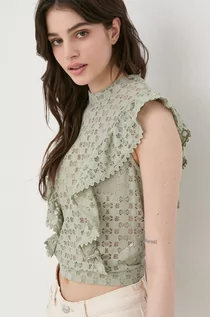 Bluzki damskie - Morgan bluzka damska kolor zielony gładka - grafika 1