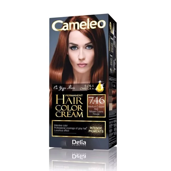 DELIA Cosmetics Cameleo HCC Farba permanentna Omega+ nr 7.46 Medium Copper Red 1op