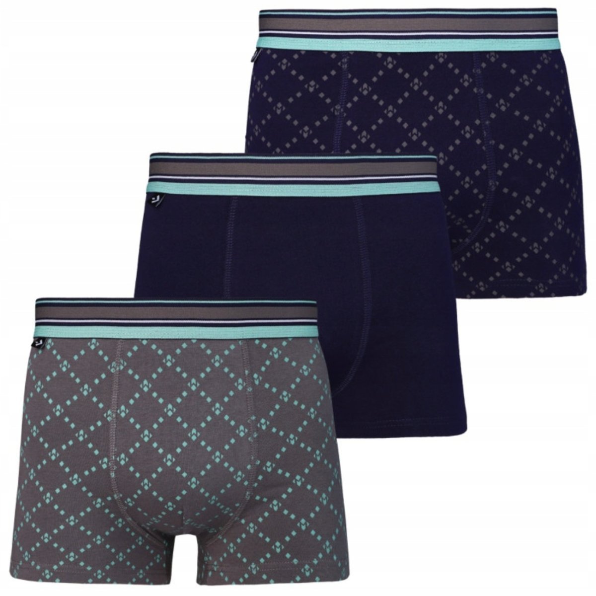 3X Bokserki Męskie Majtki Klasyczne Bawełniane Geometryczny Wzór Moraj Xxl