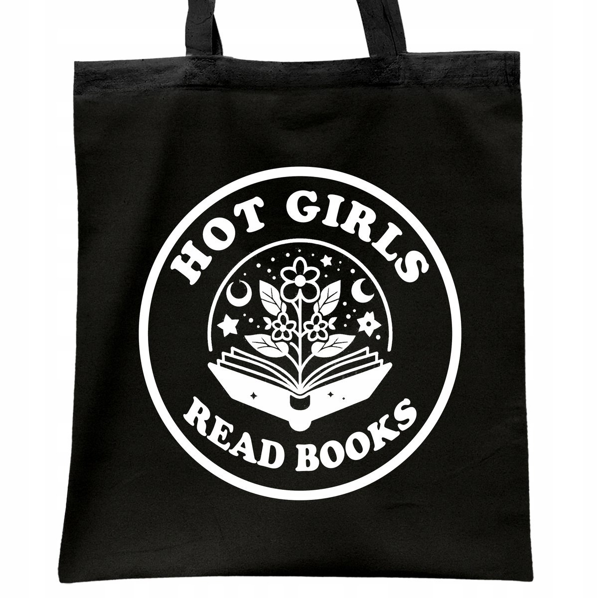 Torba bawełniana czarna na zakupy Hot Girls Read Books Dla Fanów Książek