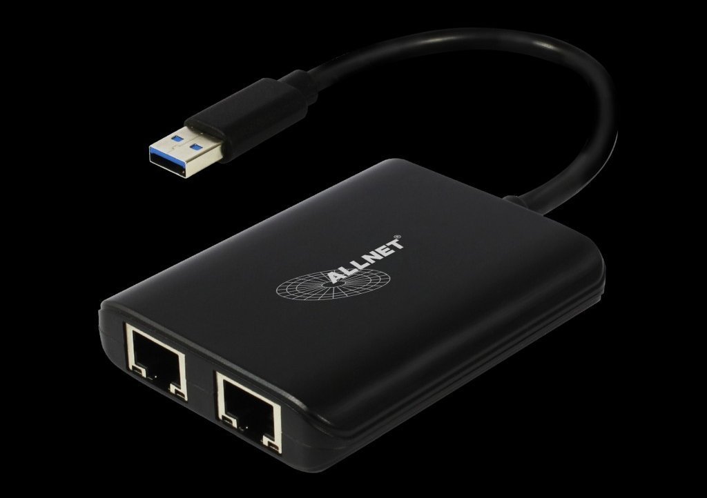 Allnet ALLNET USB 3.0 Typ-A Netzwerk Adapter 2x + 1x USB 3.0 Hub ALL-NC-2G-102-USB-A ALLTRAVEL*