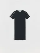 Sukienki i spódniczki dla dziewczynek - Reserved - Bawełniana sukienka w prążek - czarny - miniaturka - grafika 1