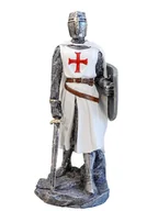 Figurki dekoracyjne - Figurka Rycerz Templariusz w zbroi z mieczem i tarczą, kolekcjonerska 30,5cm - miniaturka - grafika 1