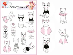 Tatuaże zmywalne dla dzieci Kotki 1 - Pedagogika i dydaktyka - miniaturka - grafika 1