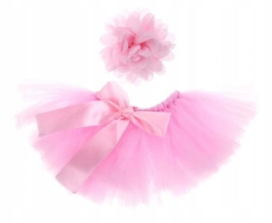 Ubranko różowe dla dziewczynki noworodka opaska na głowę sesja zdjęciowa