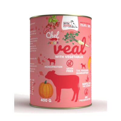 Karma dla psa SYTA MICHA Chef Cielęcina z warzywami Junior 400 g