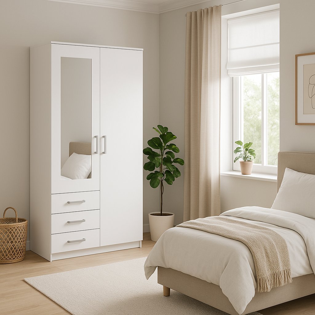 Szafa z lustrem dwudrzwiowa Sento 100 x 200 cm biała mat