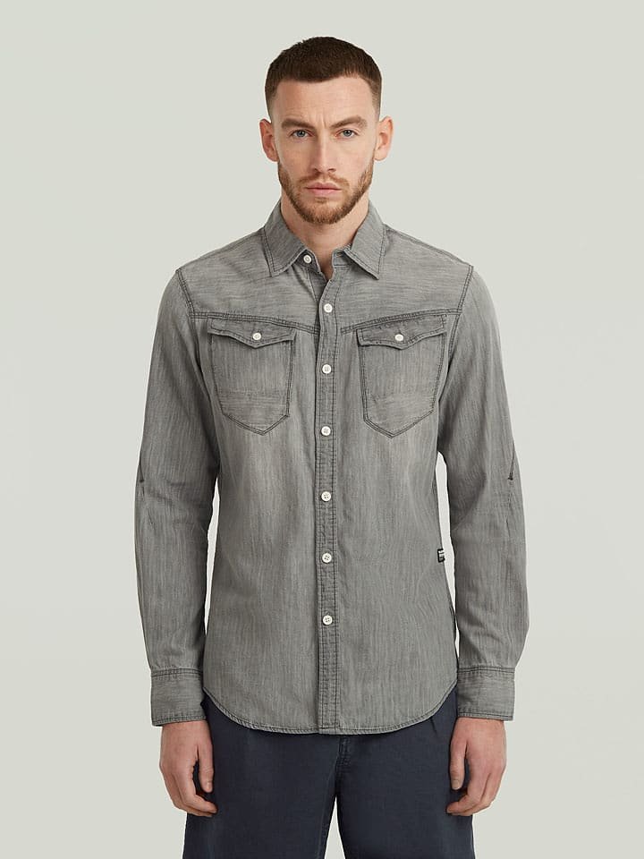 G-Star Koszula dżinsowa w kolorze szarym
