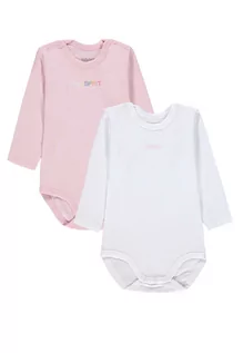 Body dla niemowląt - Body z długim rękawem dla dziewczynki i chłopca w dwupaku, różowe i białe, Esprit - grafika 1