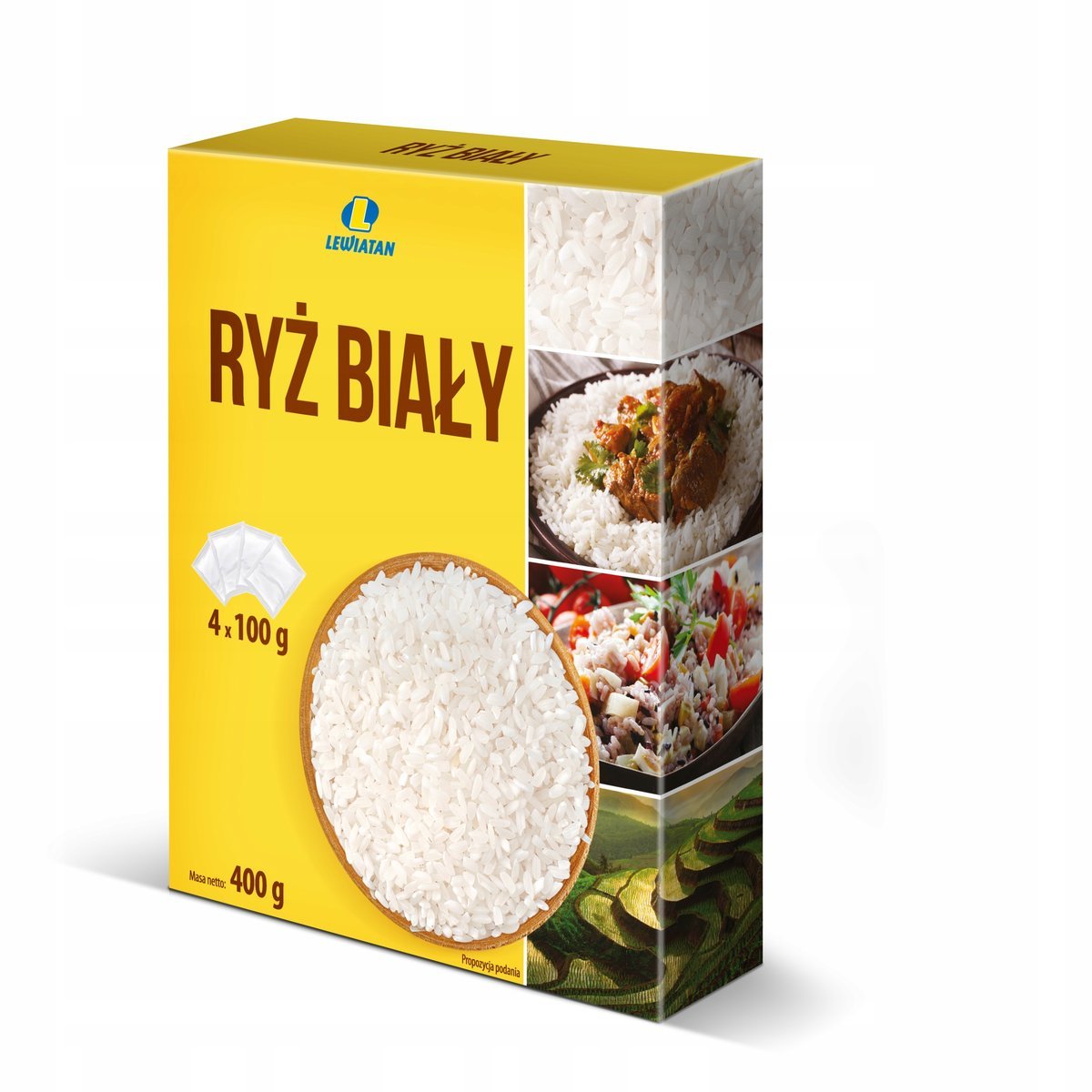 Ryż Biały LEWIATAN 4x100g, Długoziarnisty, Nr 1 w Jakości
