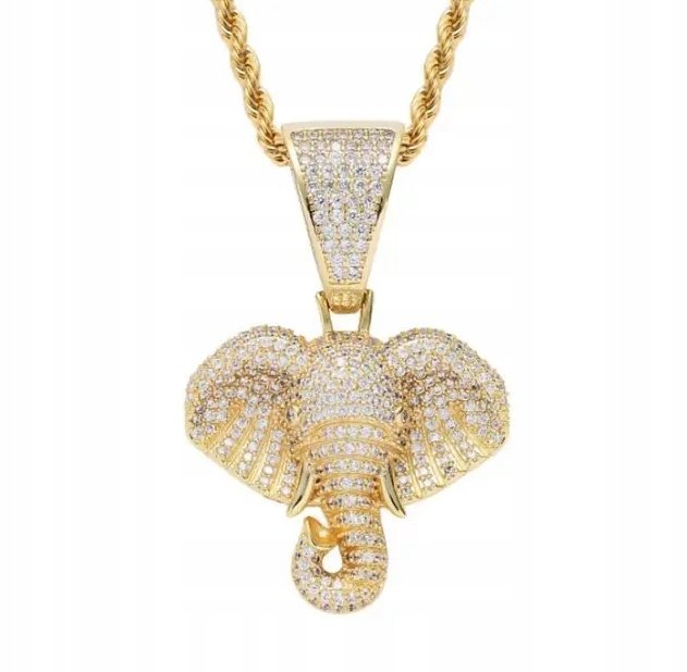 Naszyjnik wisiorek chain słoń złoty streetwear y2k prezent