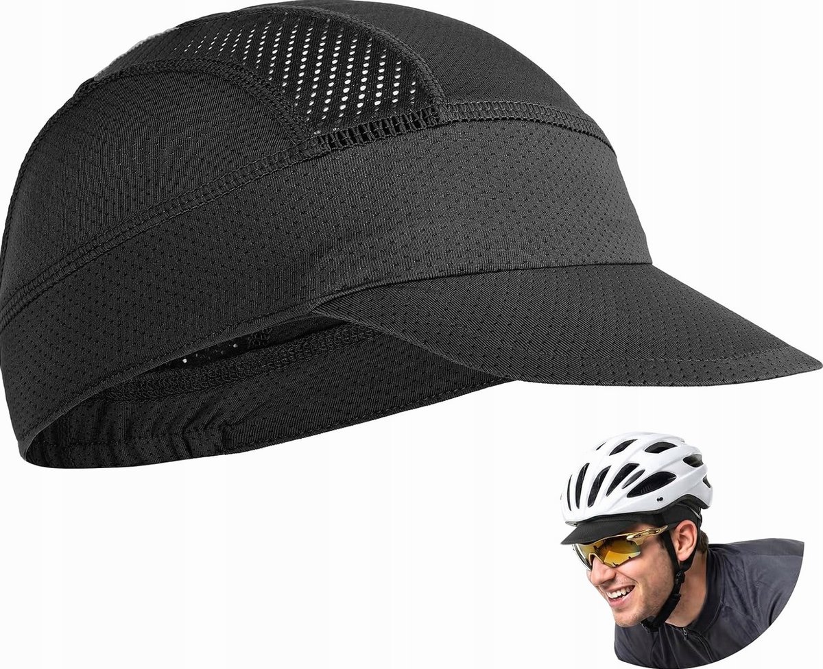 CZAPKA ODDYCHAJĄCA LETNIA ROWEROWA KASKU CZAPECZKA SPORTOWA CZARNA UNISEX