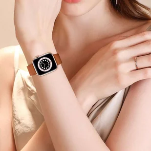 Pasek Alogy Leather Strap Band skóra do Apple Watch 1/2/3/4/5/6/7/8/SE/ULTRA (42/44/45/49mm) brązowy - Akcesoria do smartwatchy - miniaturka - grafika 5