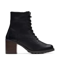 Botki damskie - Clarks Damskie botki Clarkwell Lace Black WLined Lea, 42 EU, Black Wlined Lea, 42 EU - miniaturka - grafika 1