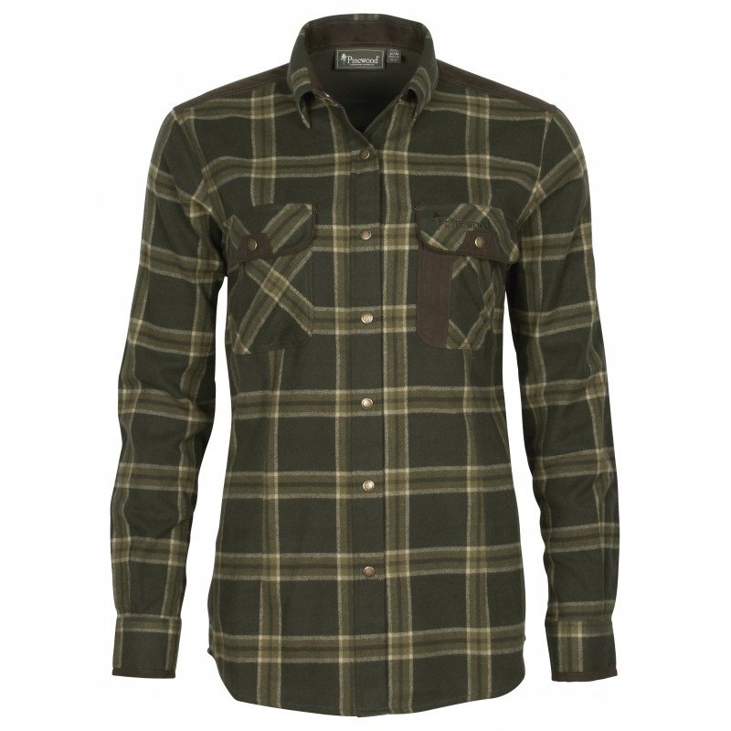Koszula damska Pinewood Prestwick D.green/g.-l rozmiar L długi rękaw 3428