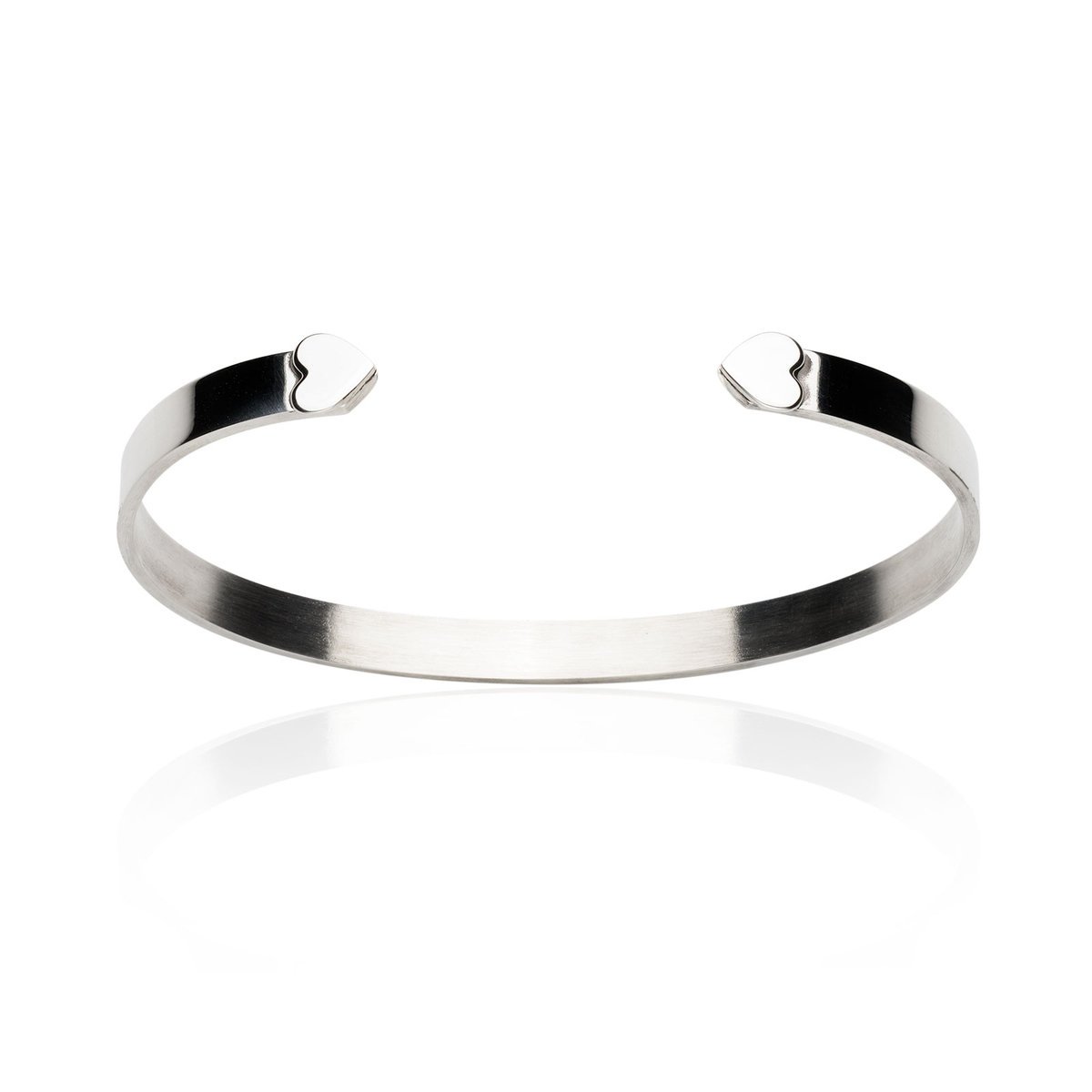 Bransoletka srebrna damska doginana - dwa serca