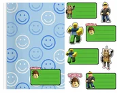 Szkolne artykuły papiernicze - NAKLEJKI NA ZESZYT ZESZYTY NALEPKA 8szt - ROBLOX WZORY Z GIER + POSTACIE - miniaturka - grafika 1
