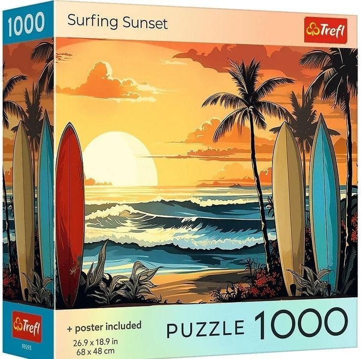 Puzzle 1000 USA Collection: Surfing Sunset TREFL