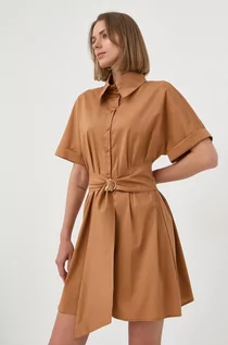 Sukienki - Patrizia Pepe sukienka kolor brązowy mini prosta - grafika 1