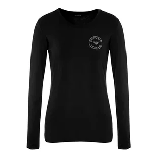 Emporio Armani Damska koszulka z długim rękawem Essential Studs Logo, czarny, S - Koszulki i topy damskie - miniaturka - grafika 1