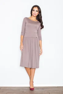 Kobiecy KOMPLET Dopasowana bluzka i rozkloszowana spódnica brązowa S - Komplety bielizny - miniaturka - grafika 1