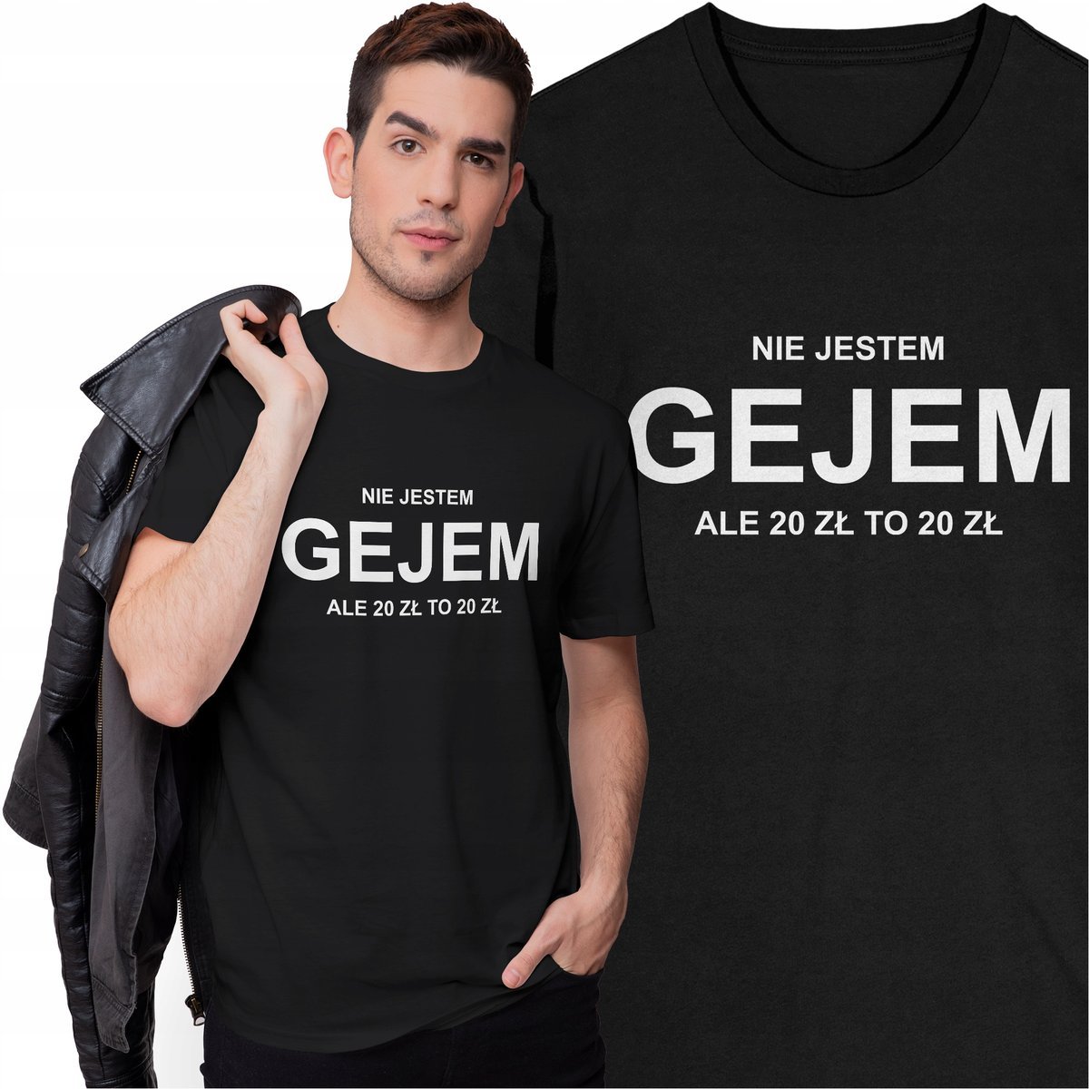 Koszulka Męska Śmieszny T-shirt Prezent dla Kolegi Szwagra Nie jestem Gejem
