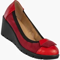 Czółenka - Czółenka Damskie Skórzane Buty Na Koturnie Stylowe Darex Czerwone Czerwony 41 - miniaturka - grafika 1