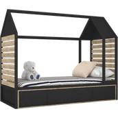 Szafy i szafki dla dzieci - Łóżko domek 90x200 czarne Tutu Black - miniaturka - grafika 1