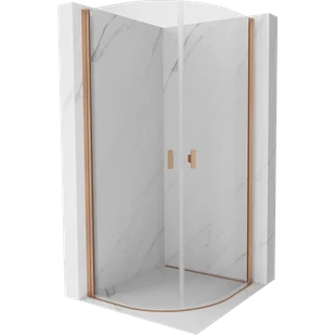 Mexen Mist kabina prysznicowa półokrągła uchylna 90 x 90 cm, transparent, miedź szczotkowana - 8A31-090-090-65-00 - Kabiny prysznicowe - miniaturka - grafika 1