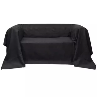 vidaXL Pokrowiec/Narzuta na kanapę micro zamsz antracyt 210 x 280 cm - Narzuty - miniaturka - grafika 1