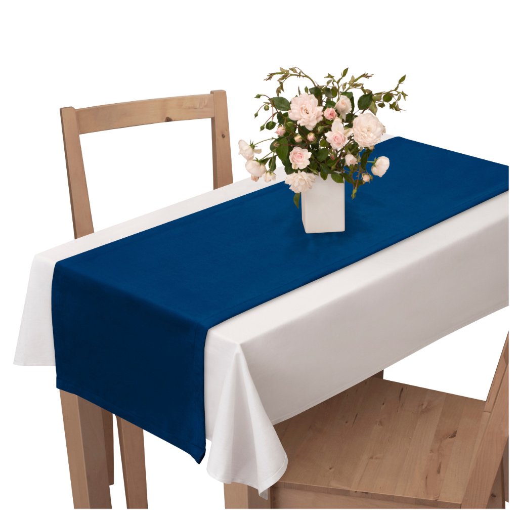Voppi Obrus bieżnik na stół 40x250 cm granatowy welurowy