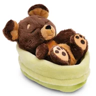 Maskotki i pluszaki - NICI 49748 Maskotka piesek brązowy 12cm śpiący w koszyku, zielony GREEN - miniaturka - grafika 1