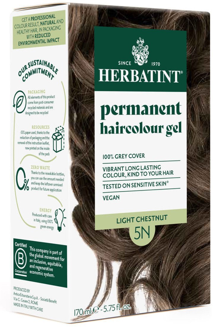 Herbatint Trwała Ziołowa farba do włosów 170ml Jasny Kasztan 5N