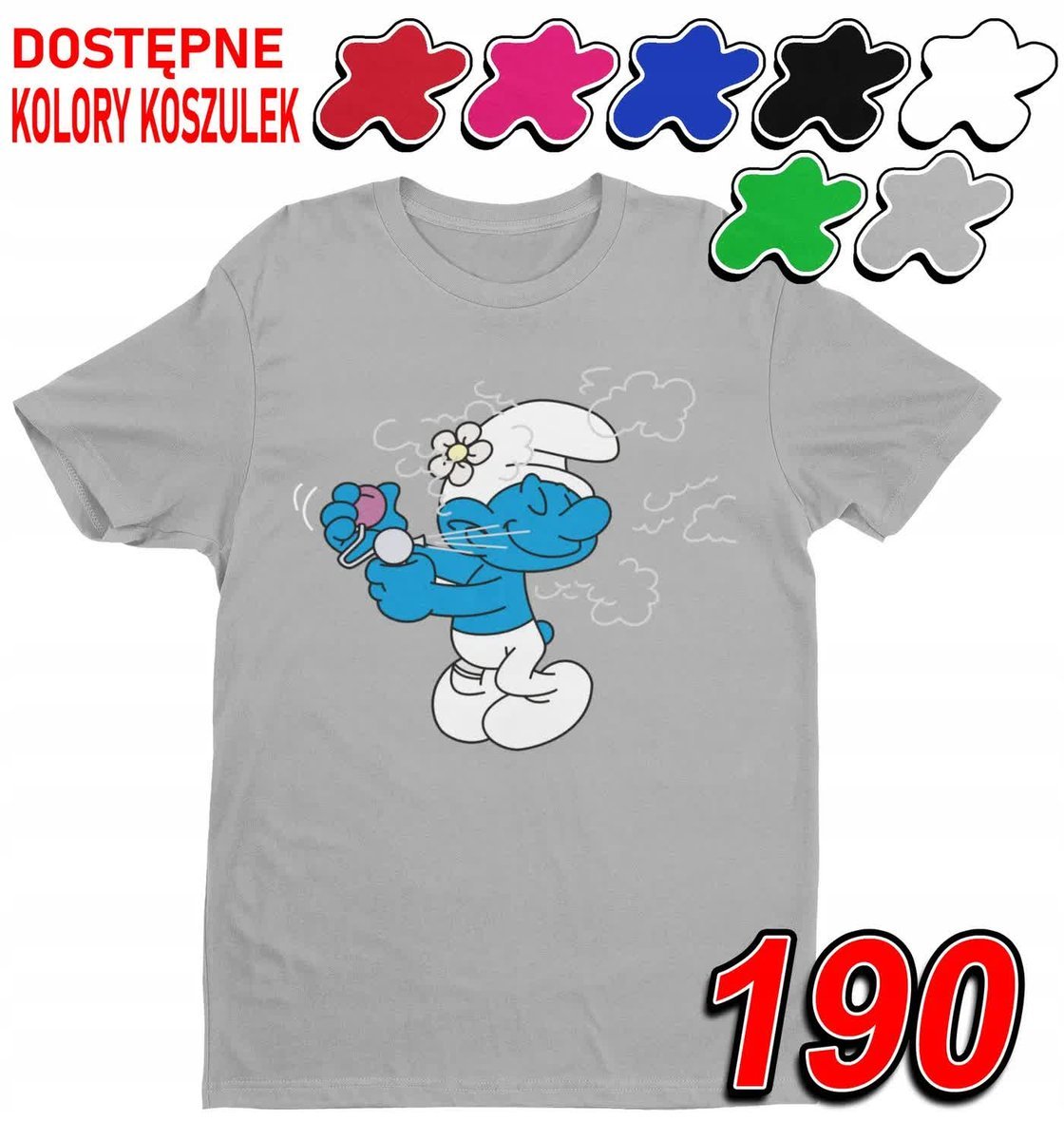 Dziecięca Koszulka T-Shirt Z Nadrukiem Duży Wybór Laluś Smerf -M 134-140