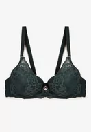 Biustonosze - Ciemnozielony Koronkowy Biustonosz Push Up Vectora - miniaturka - grafika 1