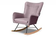 Fotele - Skandynawski fotel uszak bujany różowy ADDUCTI - miniaturka - grafika 1