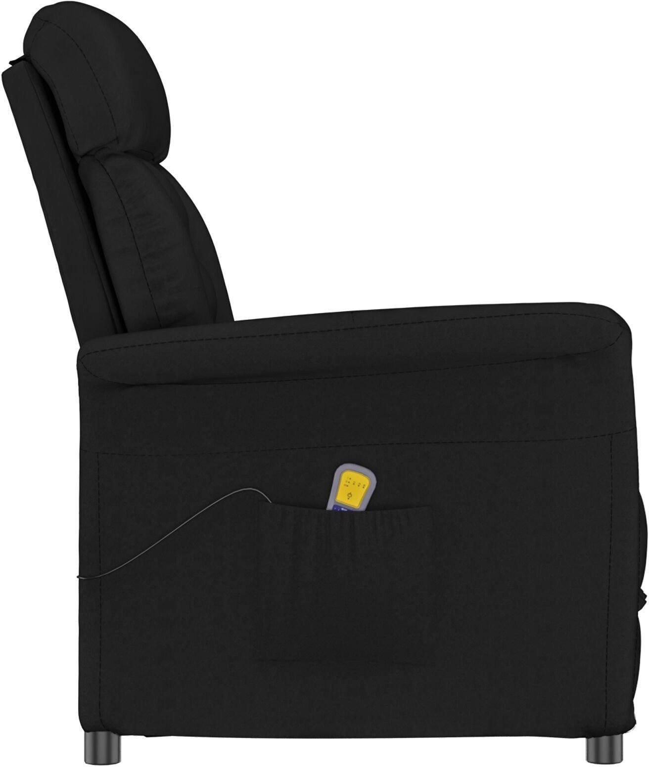 Fotel Masujący vidaXL Czarny Tkanina Mikrofilowa