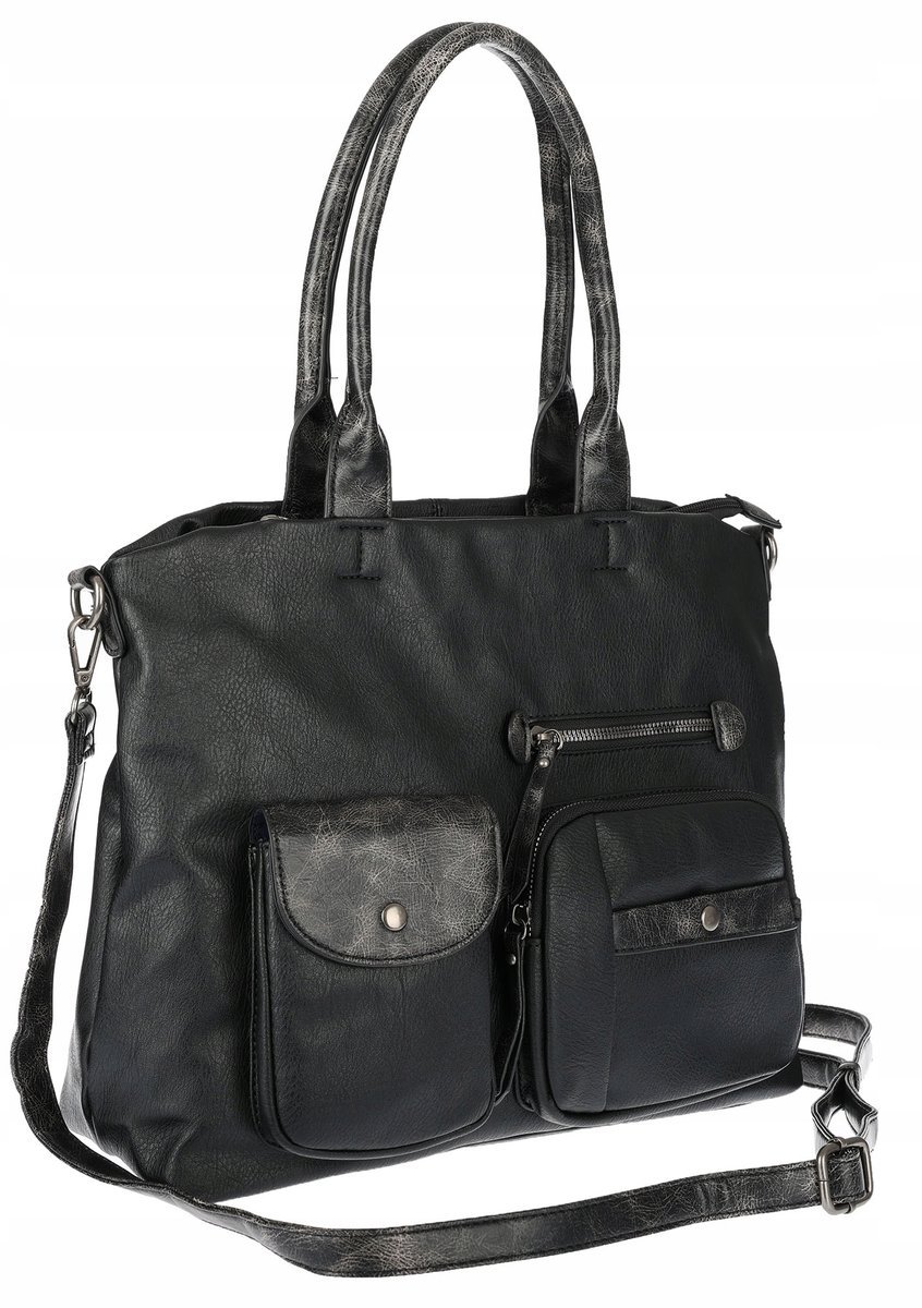 Torebka Damska Shopper duża pojemna A4 Listonoszka na Ramię MC375 Czarna