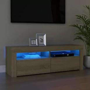 vidaXL Lumarko Szafka pod TV z oświetleniem LED, dąb sonoma, 120x35x40 cm 804313 - Szafki RTV - miniaturka - grafika 1