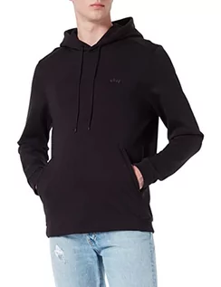 Bluzy męskie - BOSS Męska bluza z kapturem Soody Curved z bawełny ekologicznej z wygiętym logo, czarny (Black1), S - grafika 1