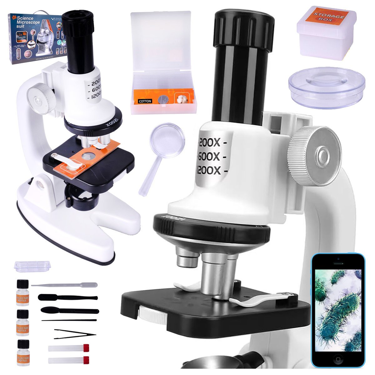 Mikroskop Edukacyjny Światła Led Przybliżenie 1200x Prezent dla Dziecka