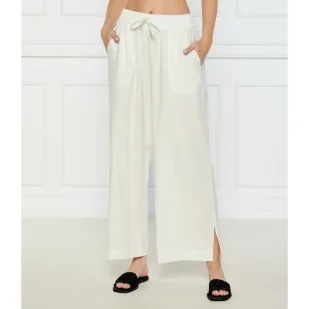 Emporio Armani Lniane spodnie flare fit - Spodnie damskie - miniaturka - grafika 1
