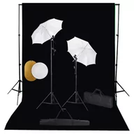Lampy studyjne - vidaXL Zestaw studyjny Zestaw studyjny z lampami parasolkami tłem i blendami 3067071 - miniaturka - grafika 1