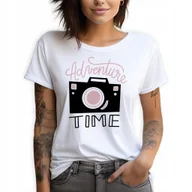 Zestawy upominkowe - Koszulka Damska Biała T-Shirt roz.XL Aparat Fotograf Podróż Wiele Wzorów - miniaturka - grafika 1